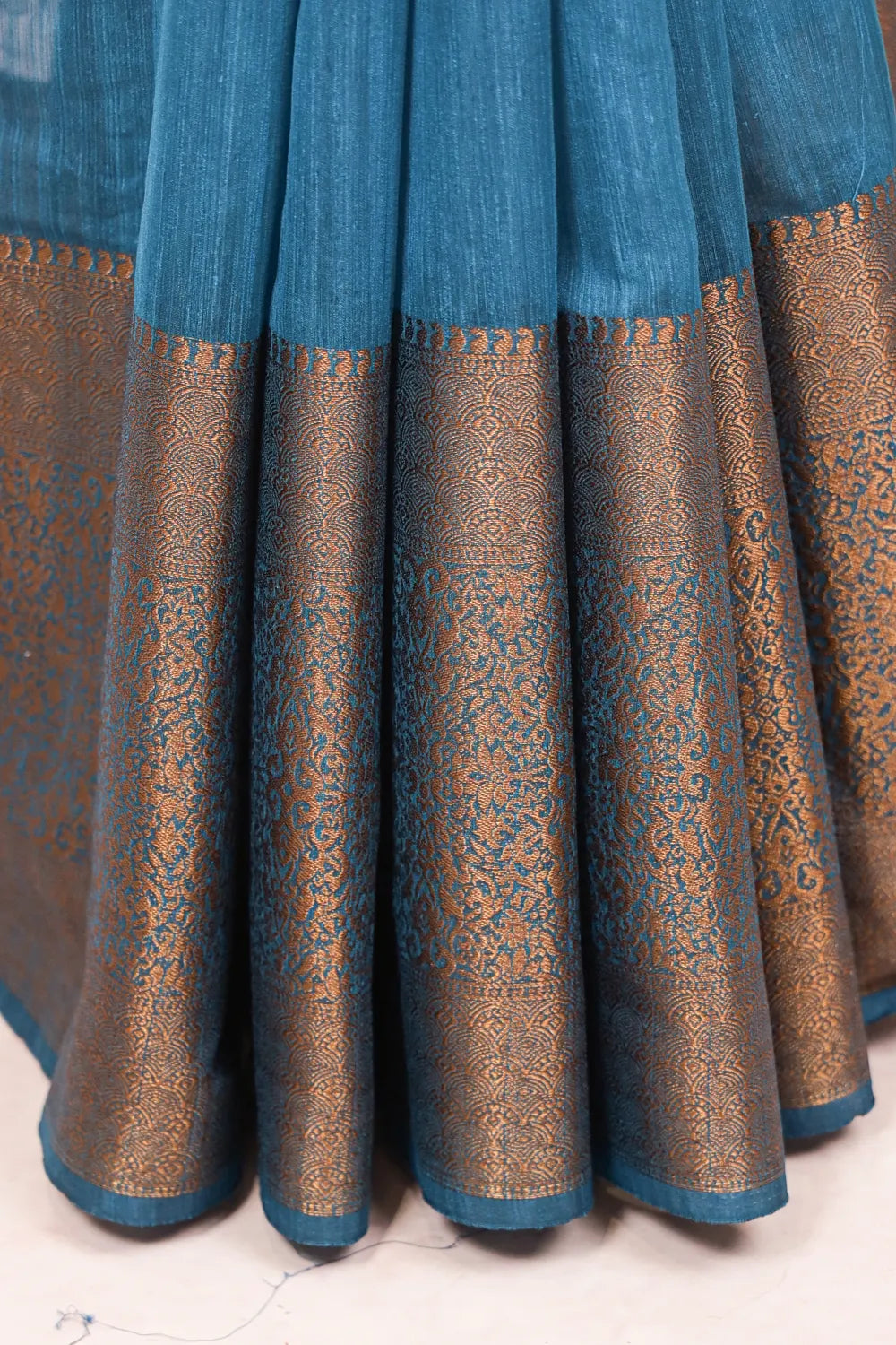 Teal Blue Semi Jute Saree