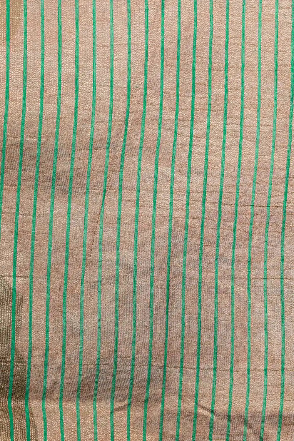 Bottle green jute saree pallu, beige with green stripes