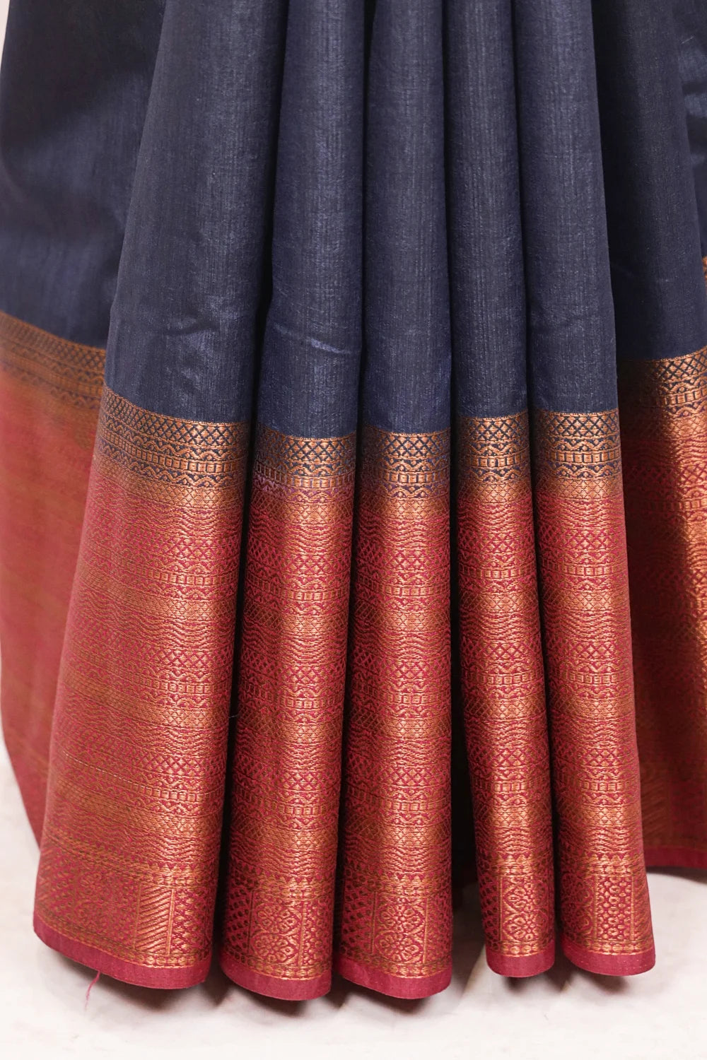 Dark Navy Blue Semi Jute Saree