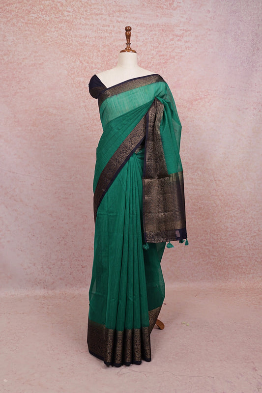 Green Semi Jute Sraee - Seematti
