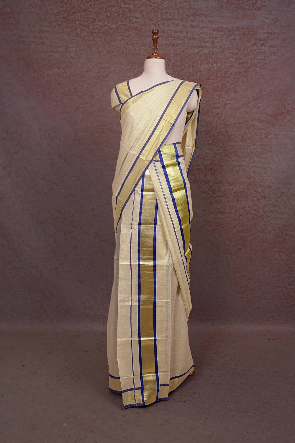 Off White Semi Tissue Set Mundu