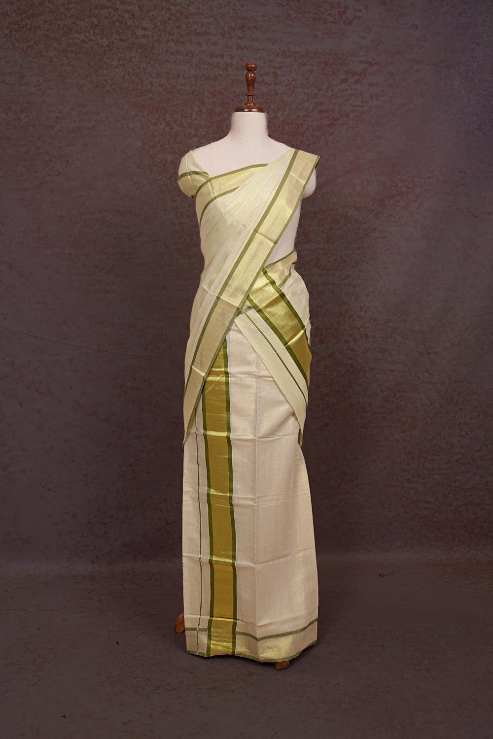 Off White Semi Tissue Set Mundu