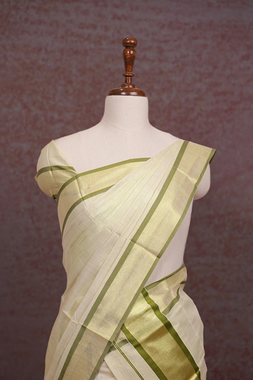 Off White Semi Tissue Set Mundu