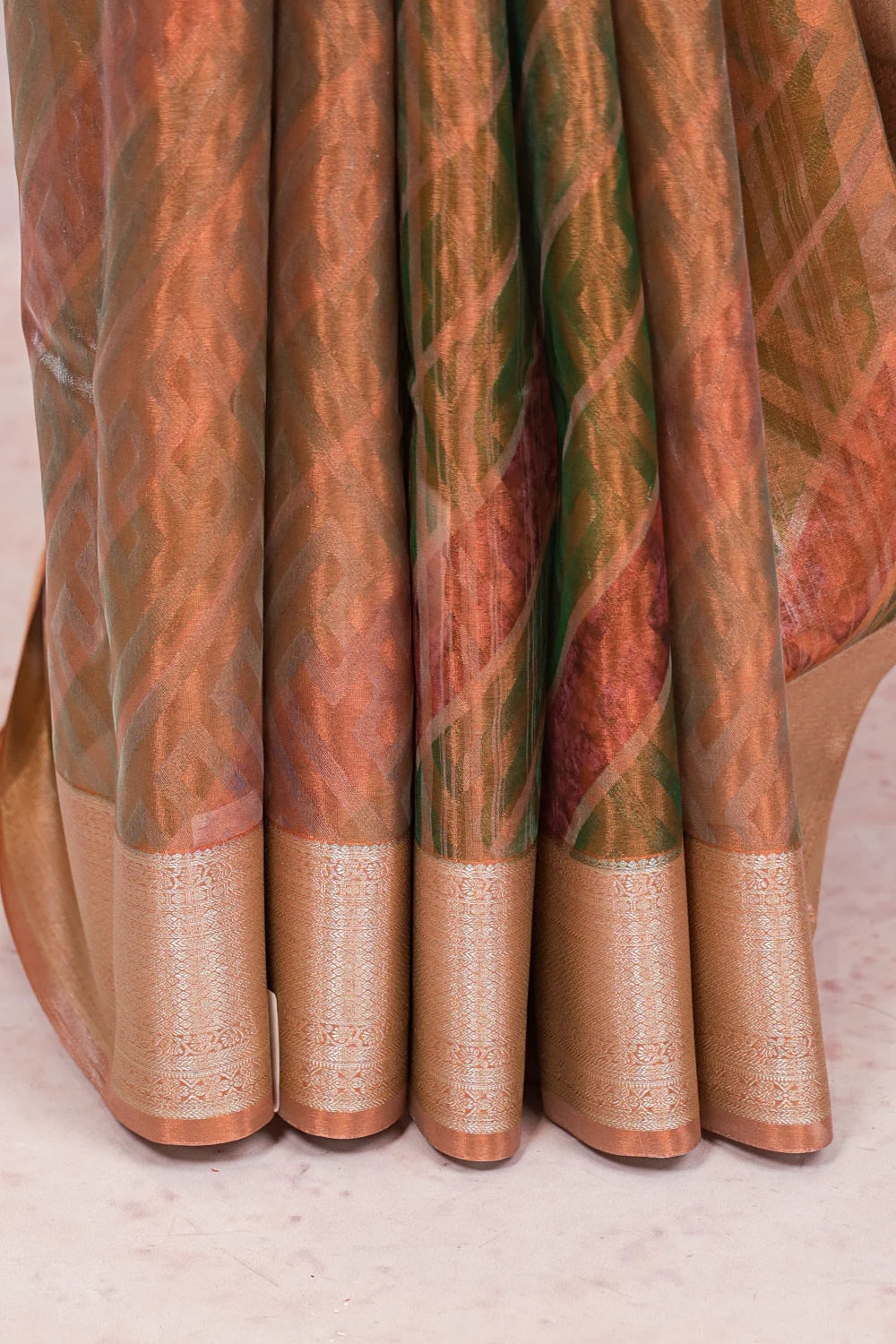 Copper Color Semi Tissue Saree