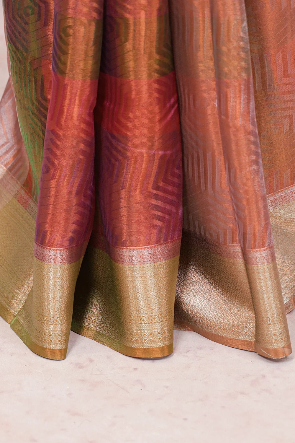 Copper Color Semi Tissue Saree