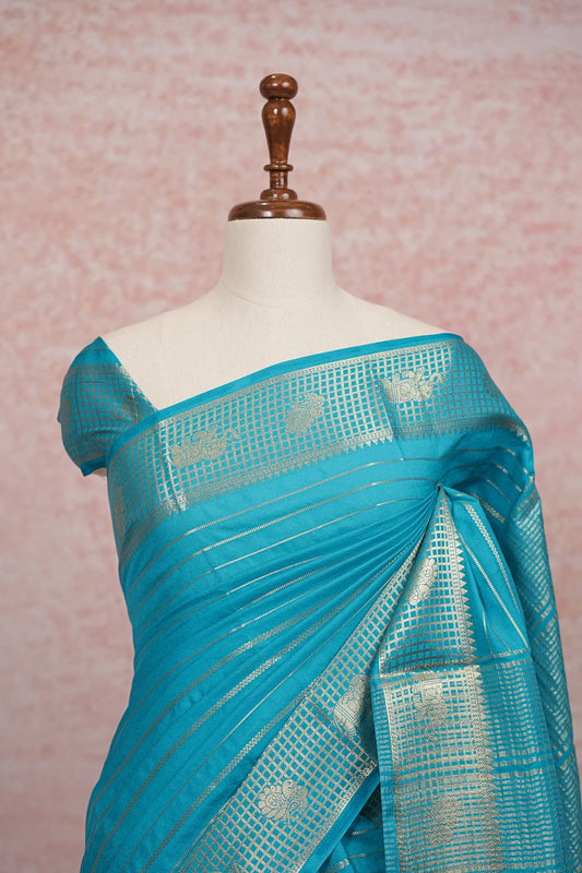 Blue Crepe Banarasi Sraee - Seematti