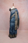 Navy Blue Semi Jute Saree - Seematti