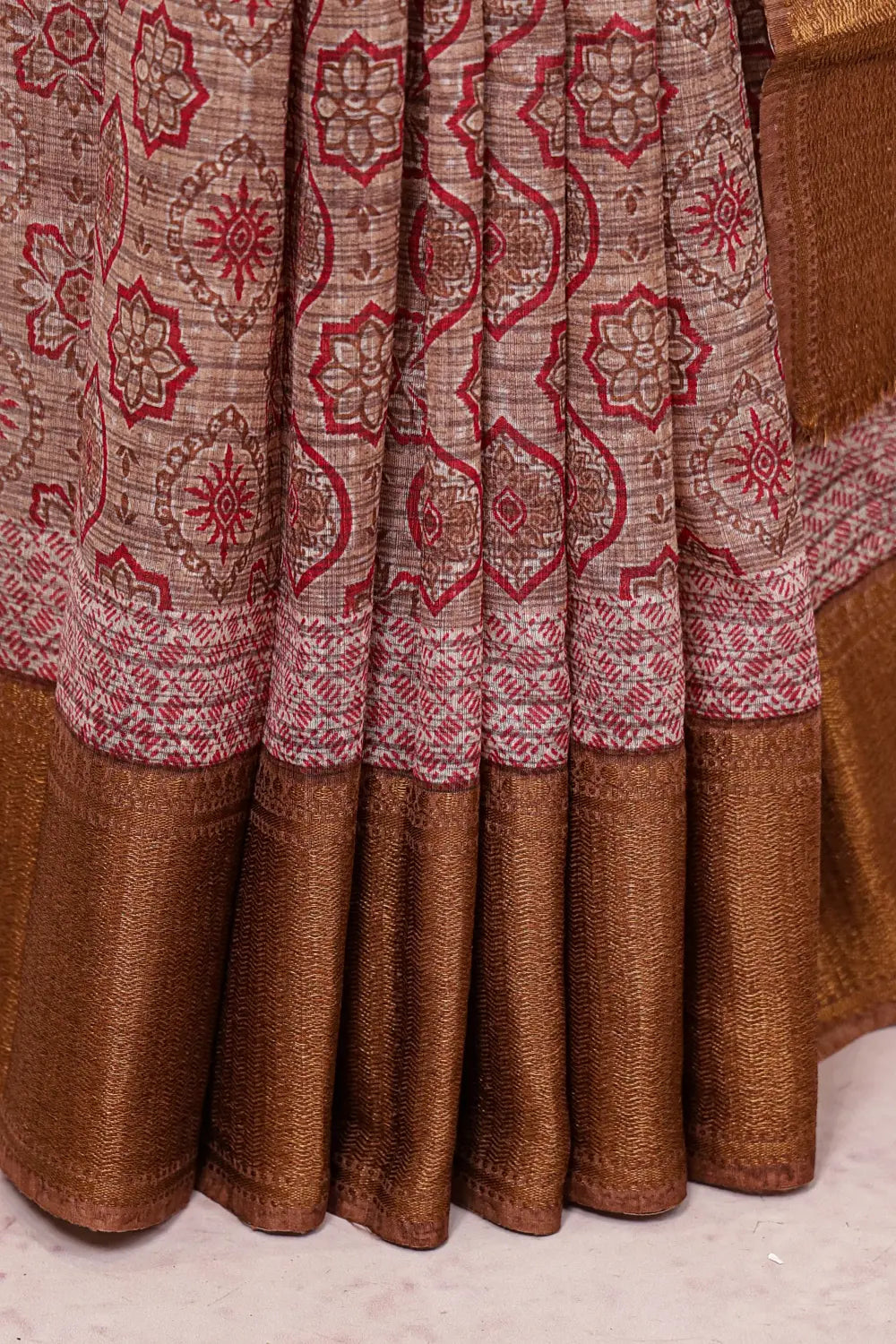 Salmon Peach Semi Jute Saree - Seematti
