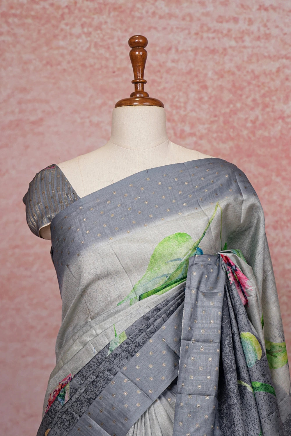 Ash Semi Tussar Saree
