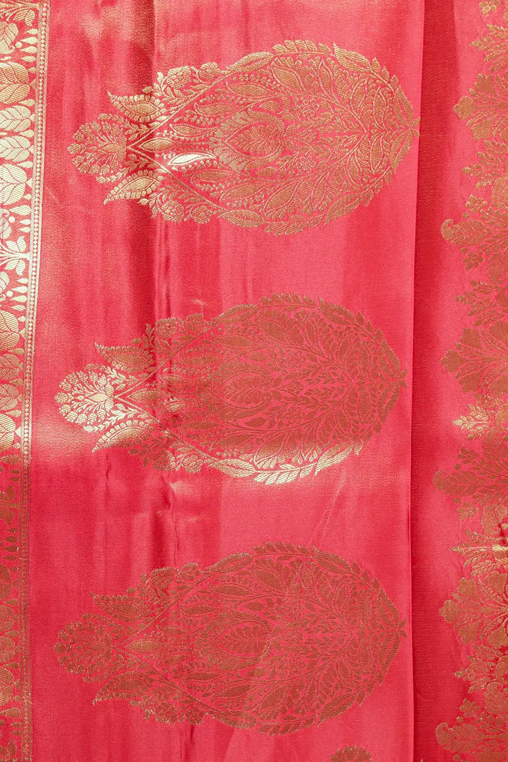 Red Satin  Banarasi Saree