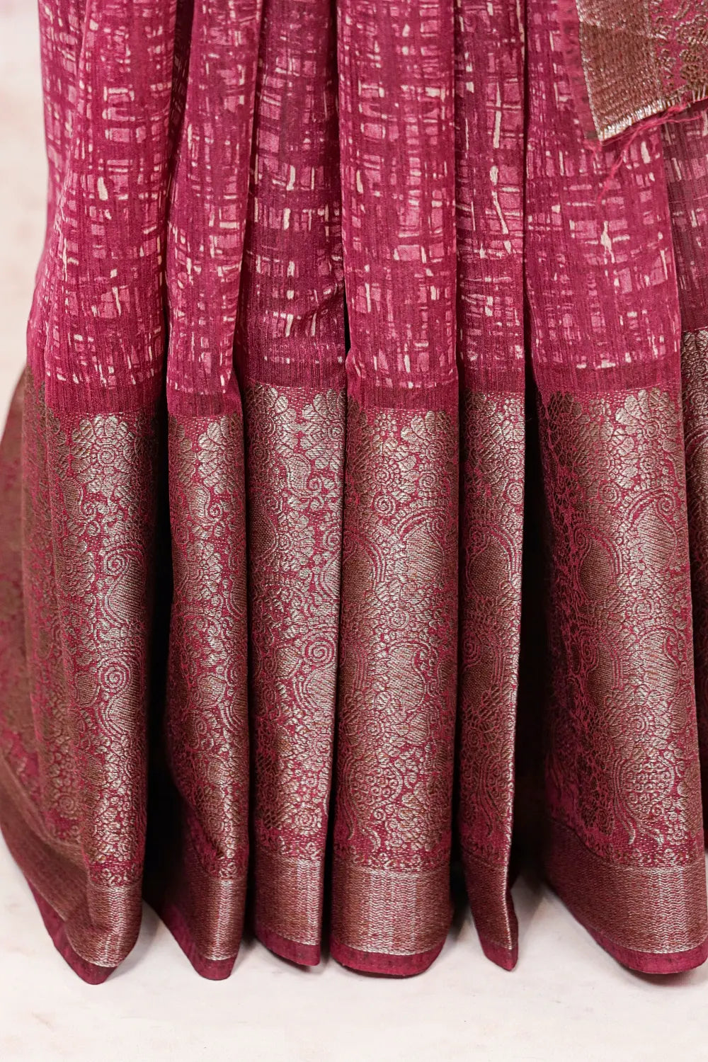 Wine Semi Jute Saree