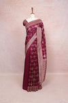 Dark Wine Banarasi Silk Saree - Seematti