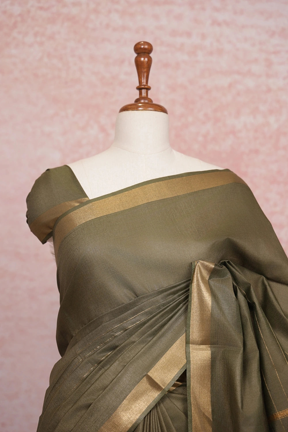 Moss Green Semi Tussar  Saree - Seematti
