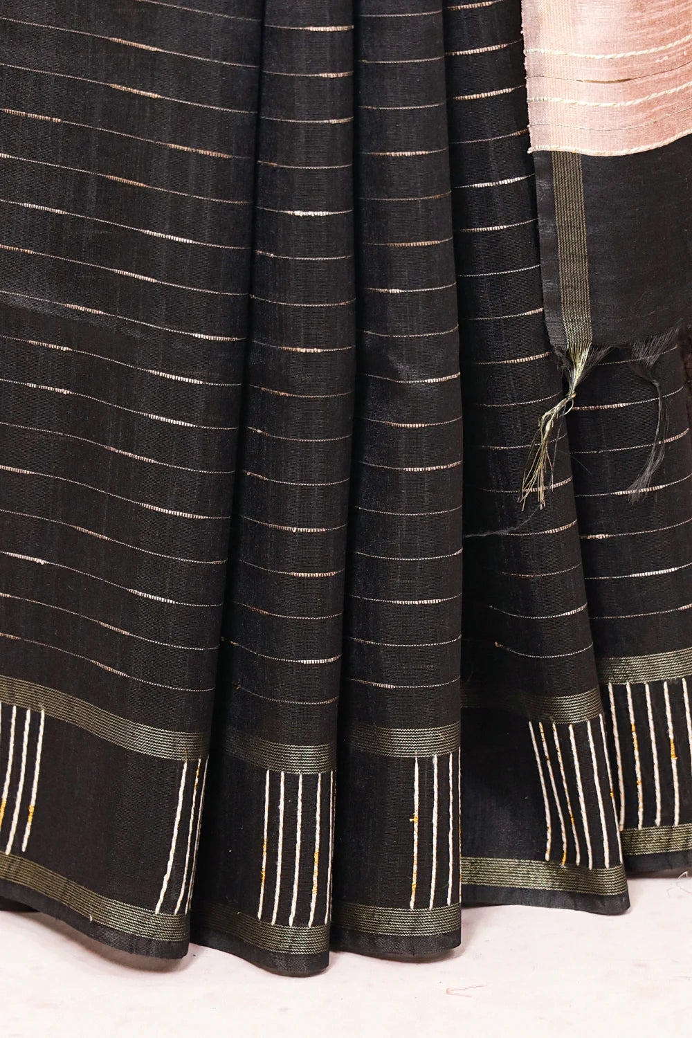 Black Semi Jute Saree - Seematti