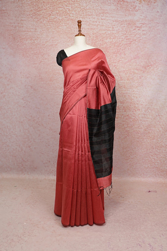 Peach Pink Semi Jute Saree