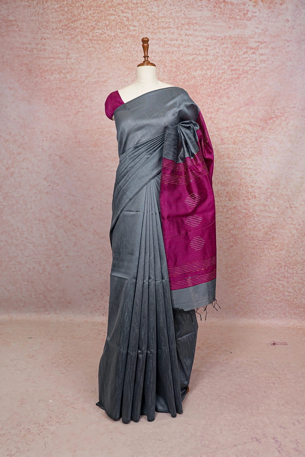 Grey Semi Jute Saree