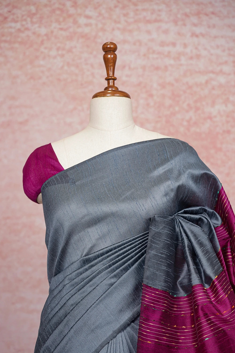 Grey Semi Jute Saree