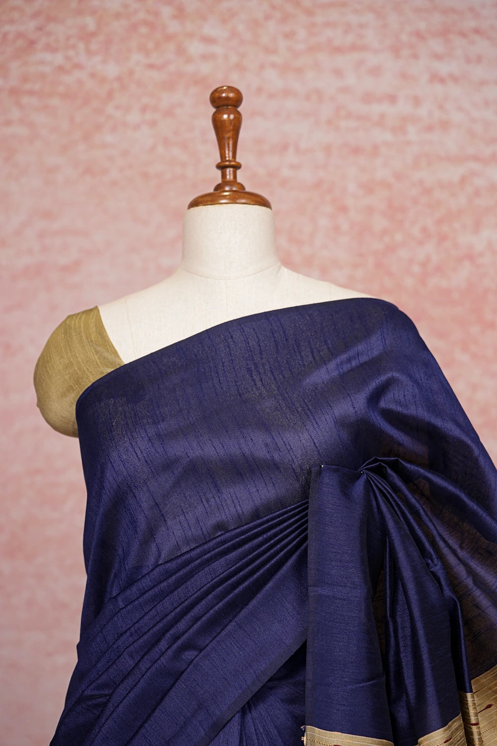Navy Blue Semi Jute Saree