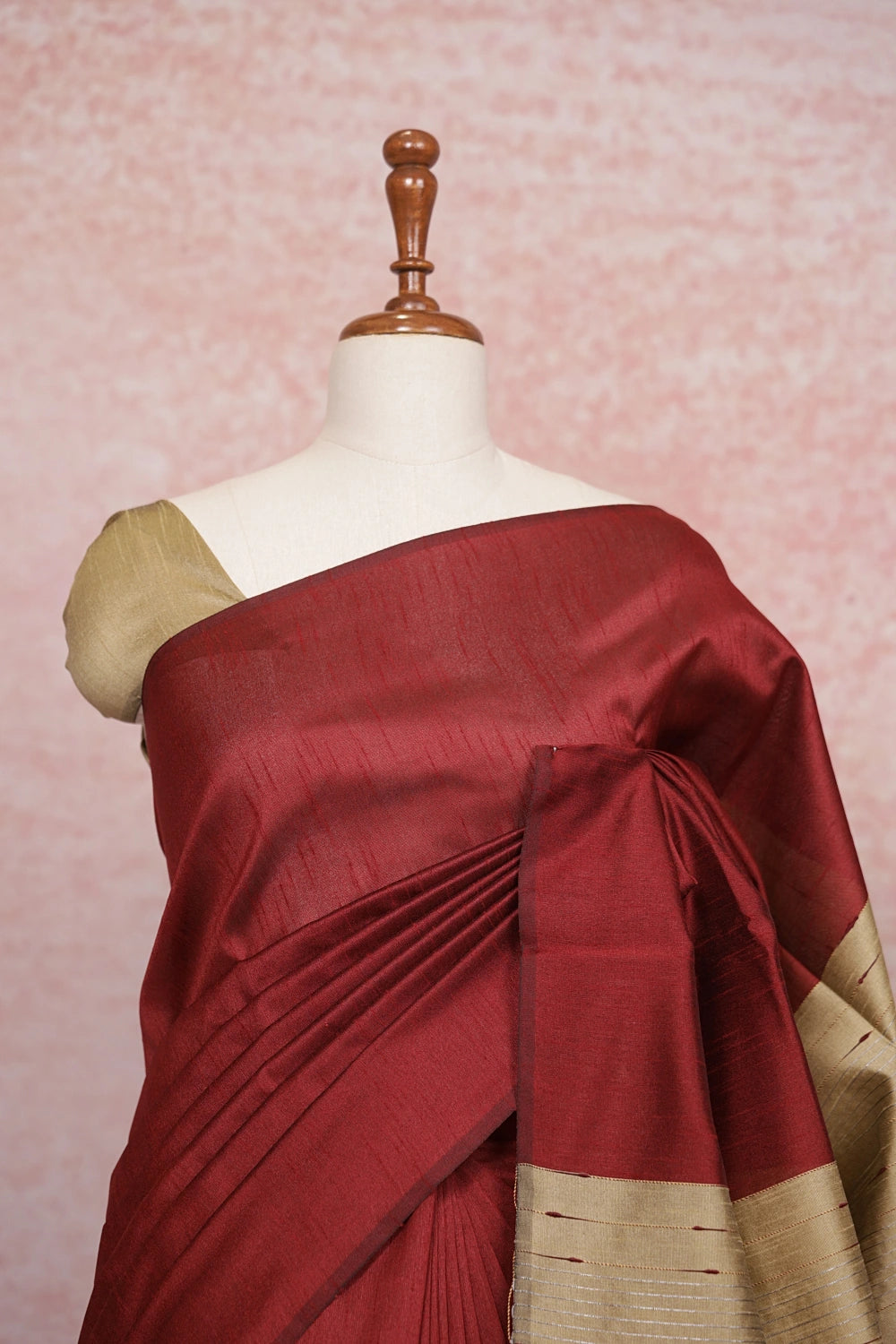 Maroon Semi Jute Saree - Seematti