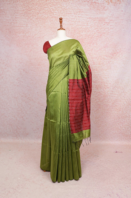 Green Semi Jute Saree