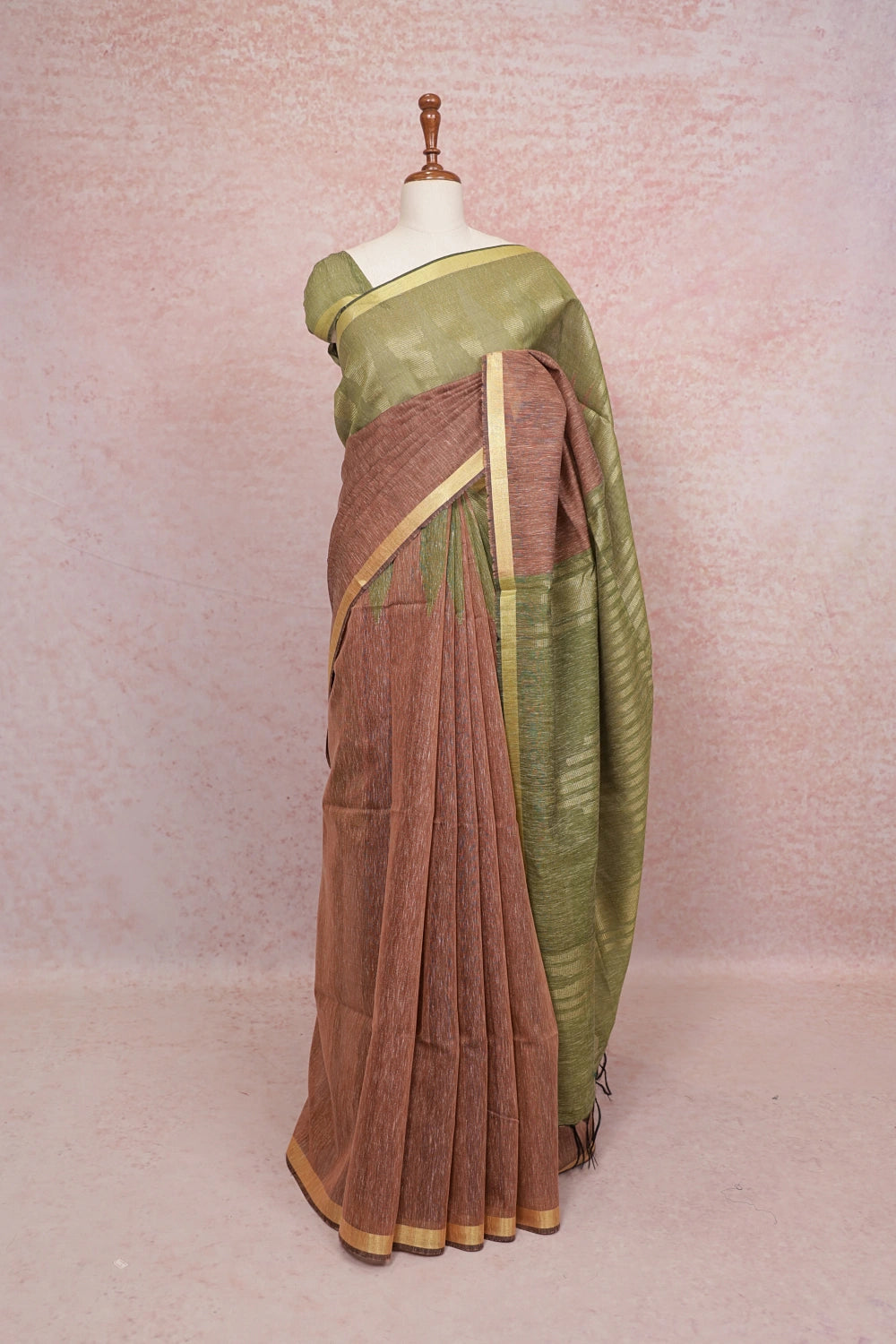 Onion Color Semi Linen Saree - Seematti