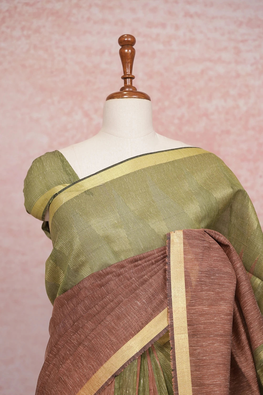 Onion Color Semi Linen Saree - Seematti