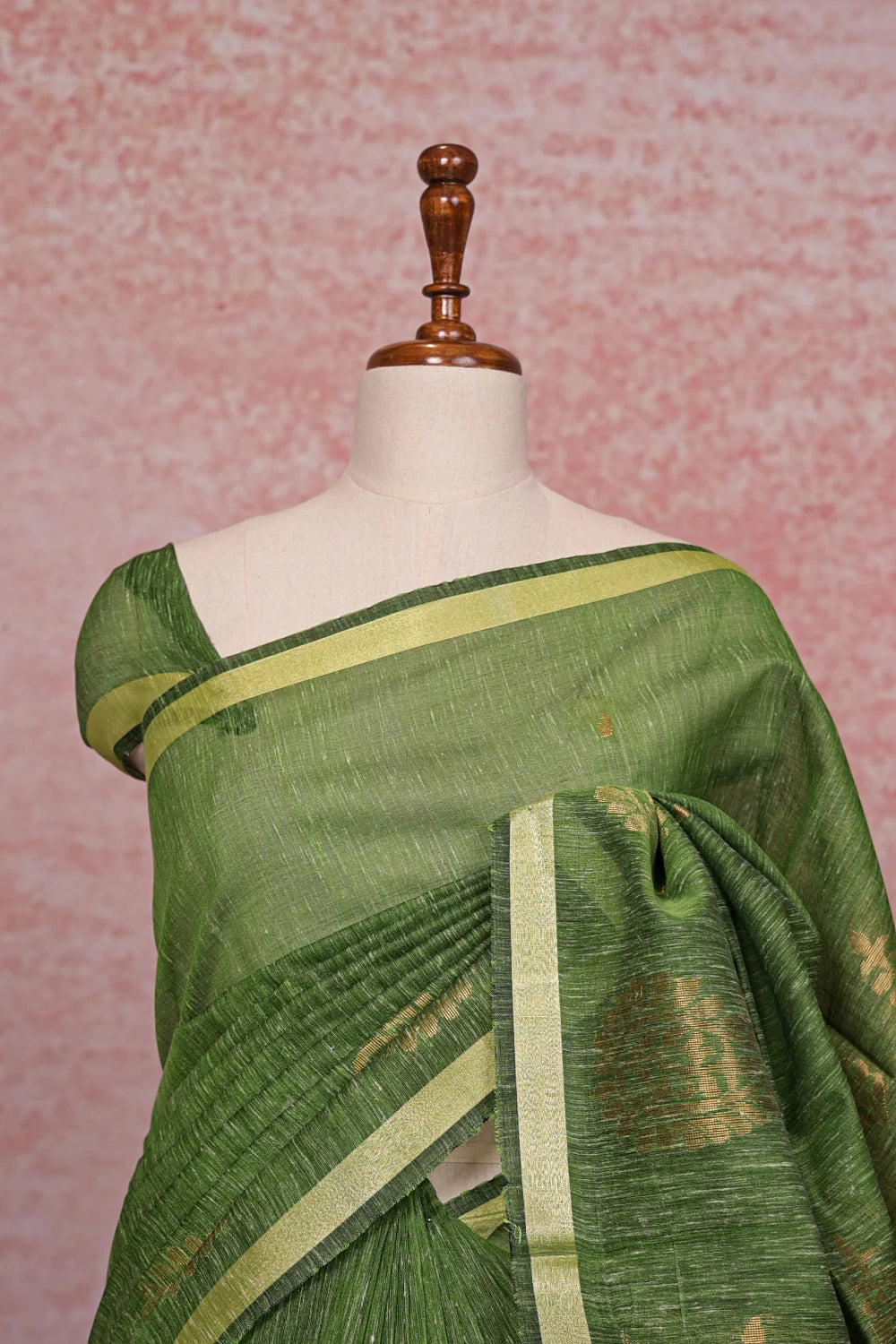 Green Semi Linen Saree