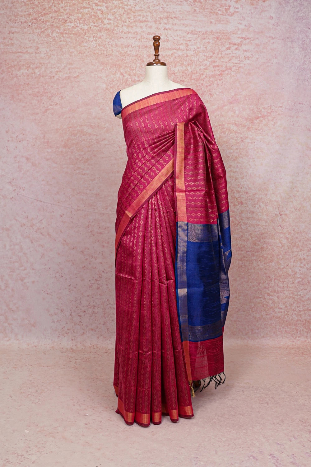 Rani Pink Semi Jute Saree
