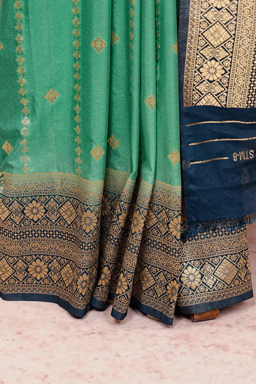 Dark Pista Green Semi Banarasi Saree