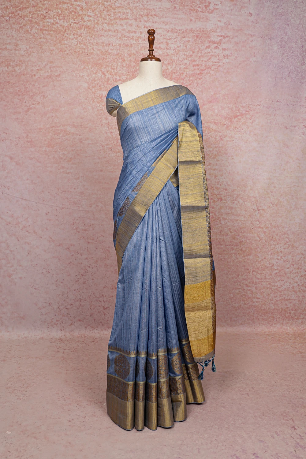 Light Blue Semi Jute Saree