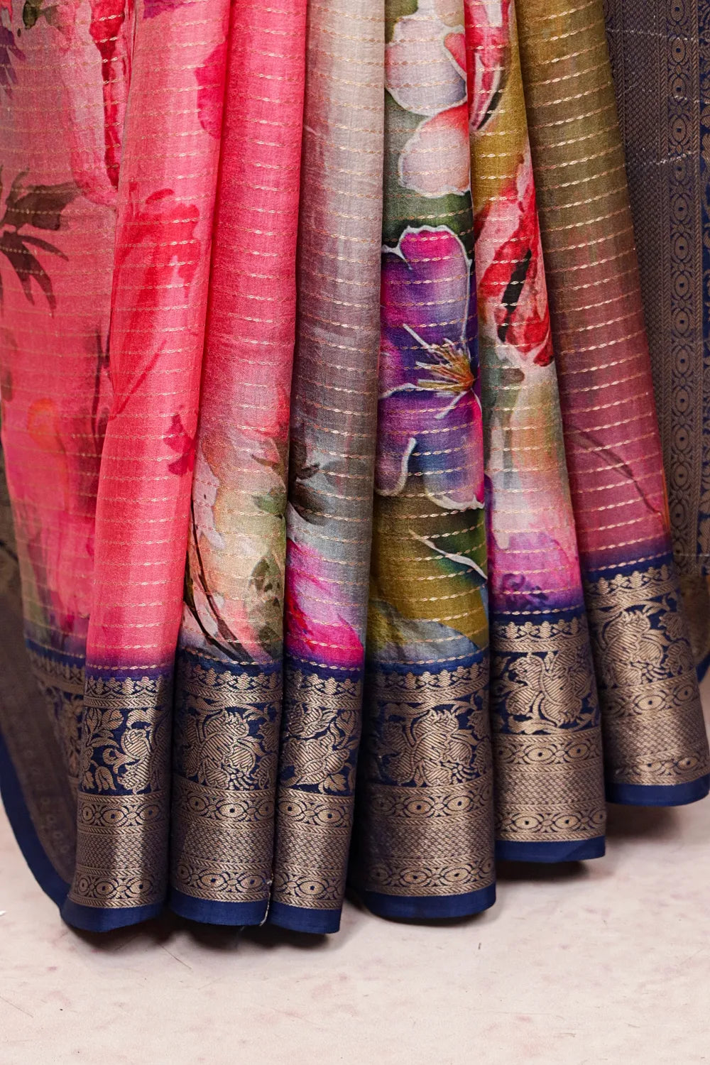 Multi Color Semi Banarasi Saree