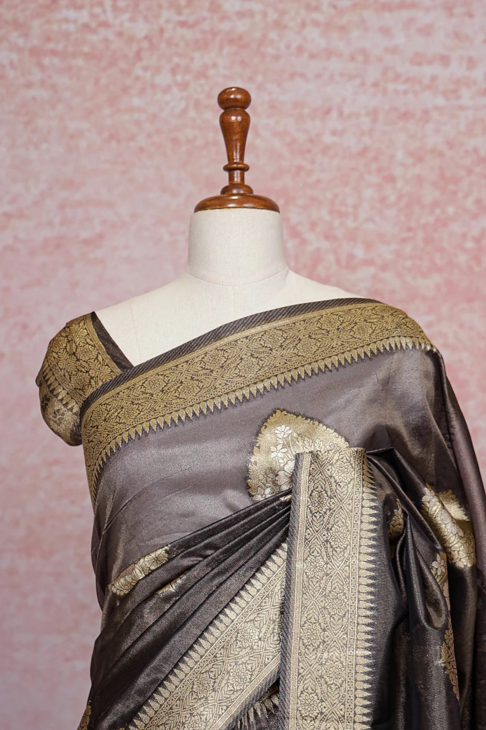Brown Semi Tissue Saree