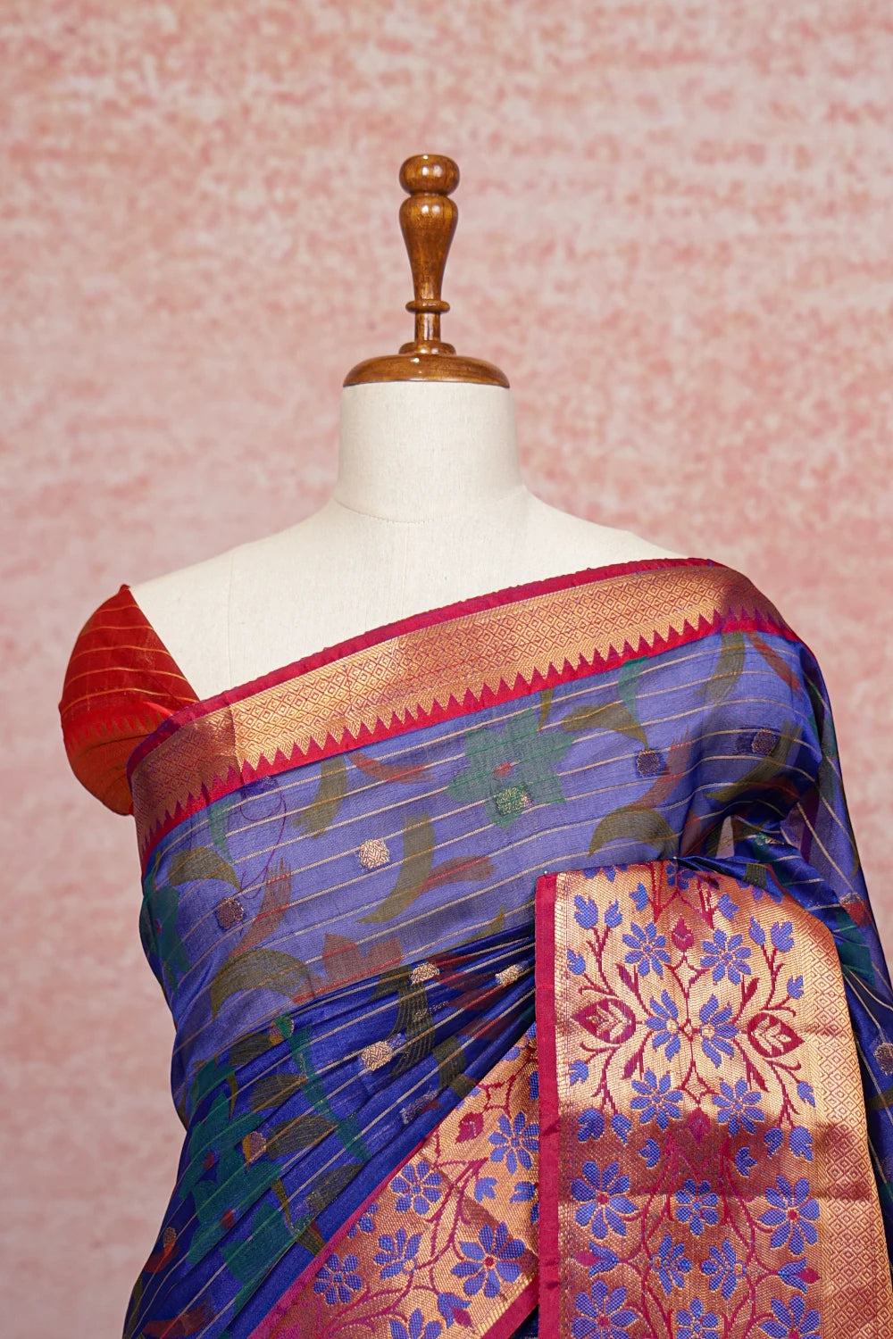 Blue Cotton Silk Saree
