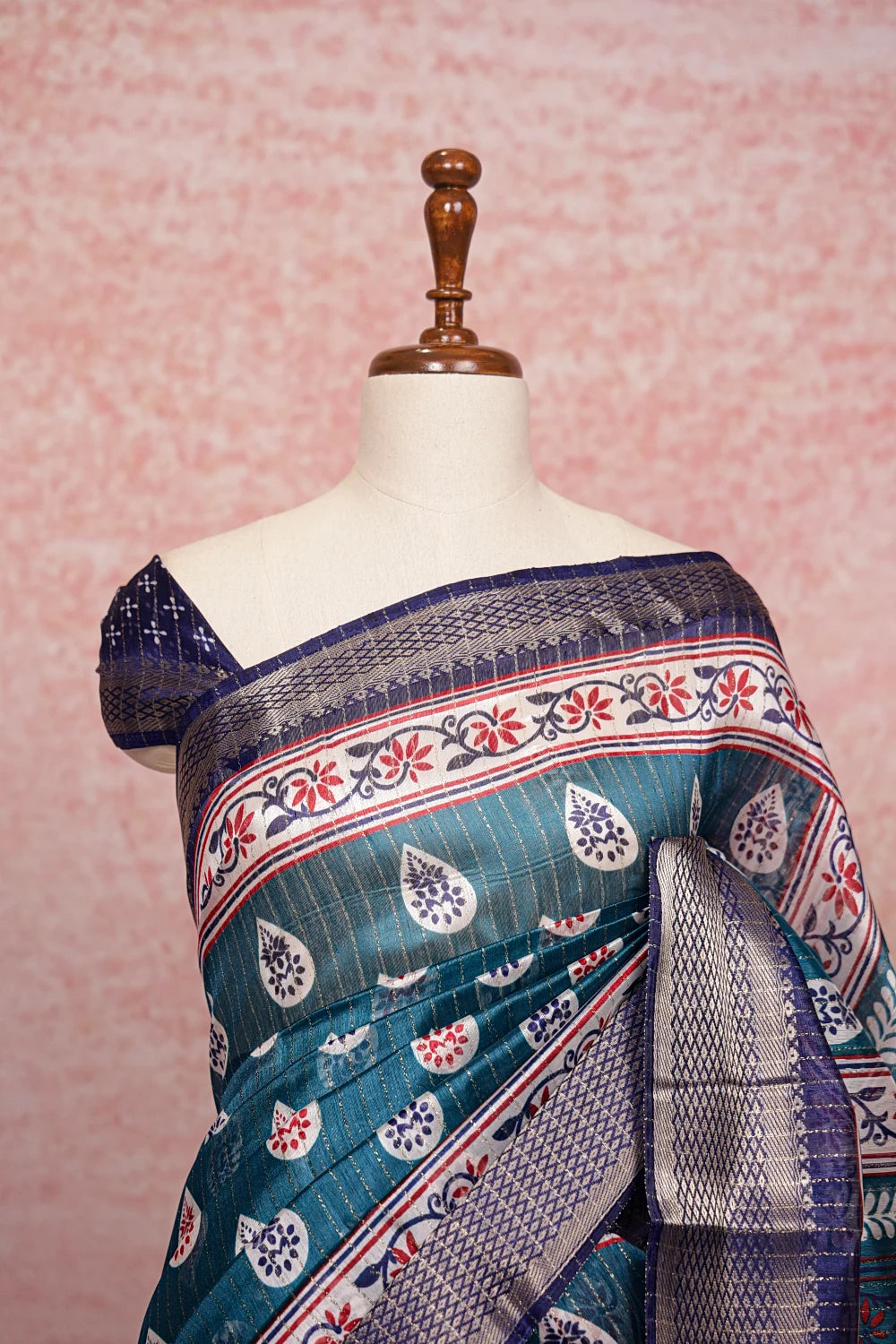 Peacock Green Cotton Silk Saree