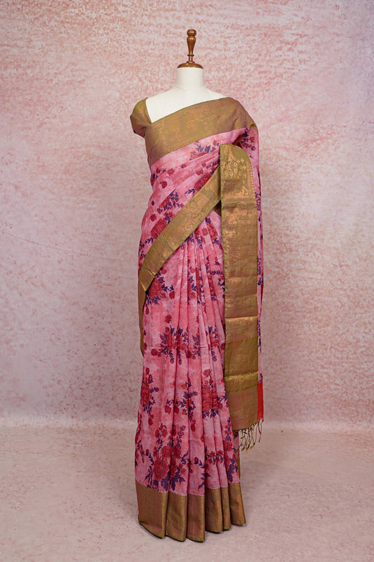 Onion Pink Cotton Saree - Seematti