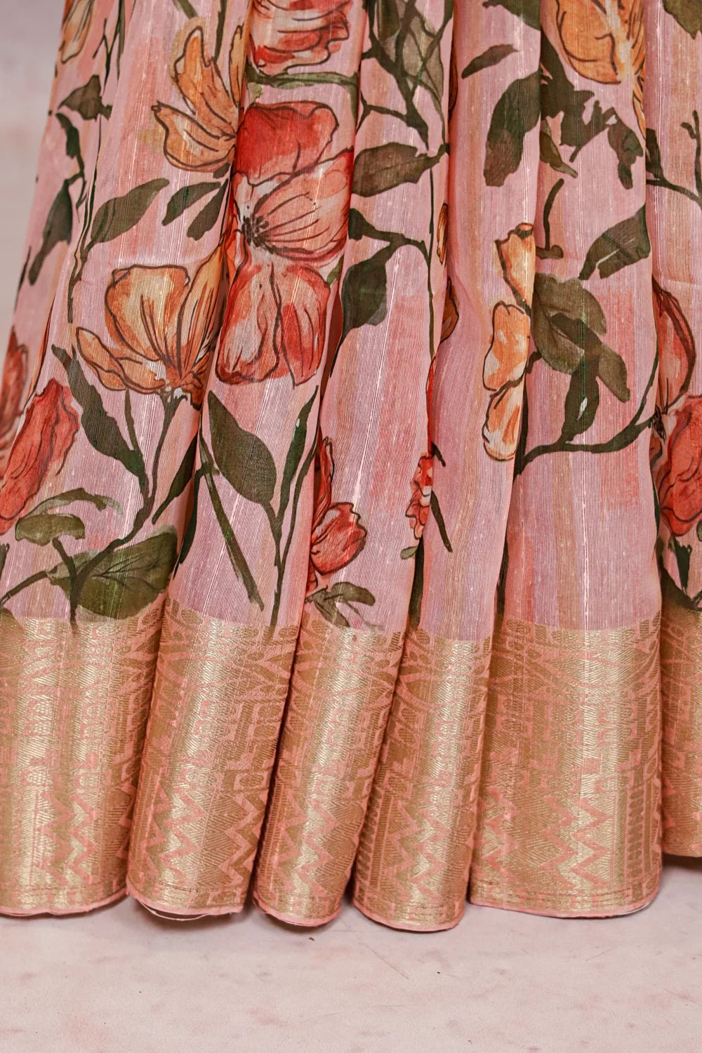 Peach Semi Jute Silk Saree