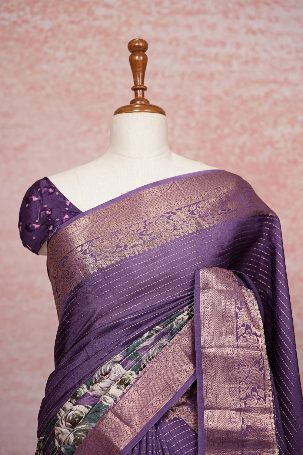 Lavender Semi Banarasi Saree