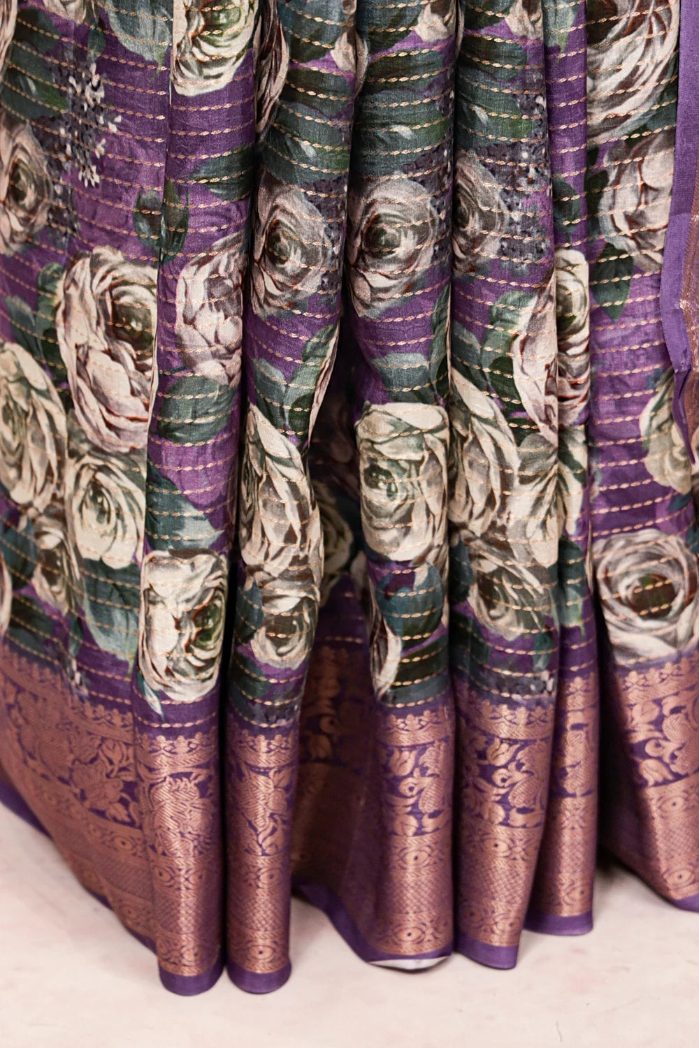 Lavender Semi Banarasi Saree