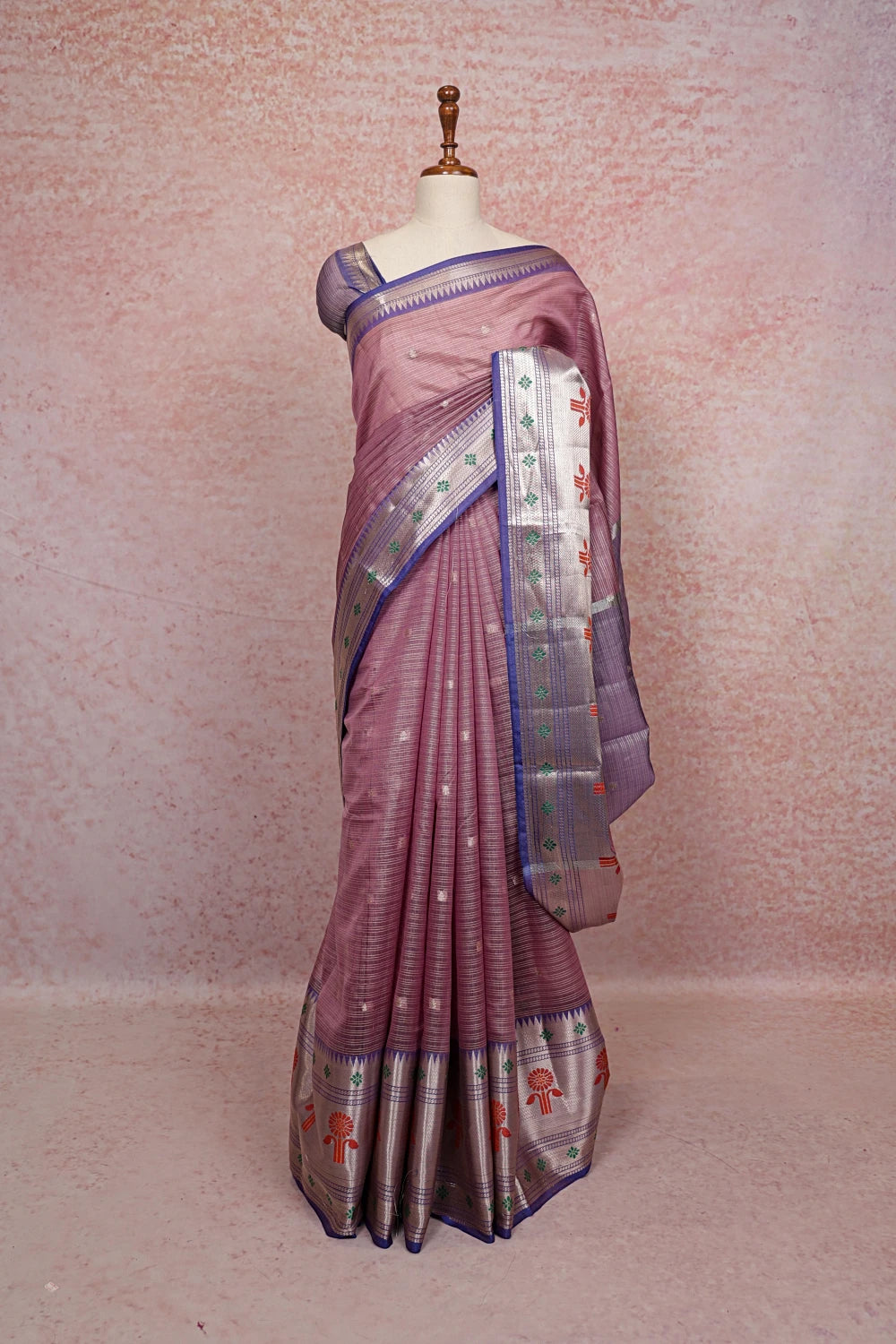 Pastel Pink Cotton Silk Saree