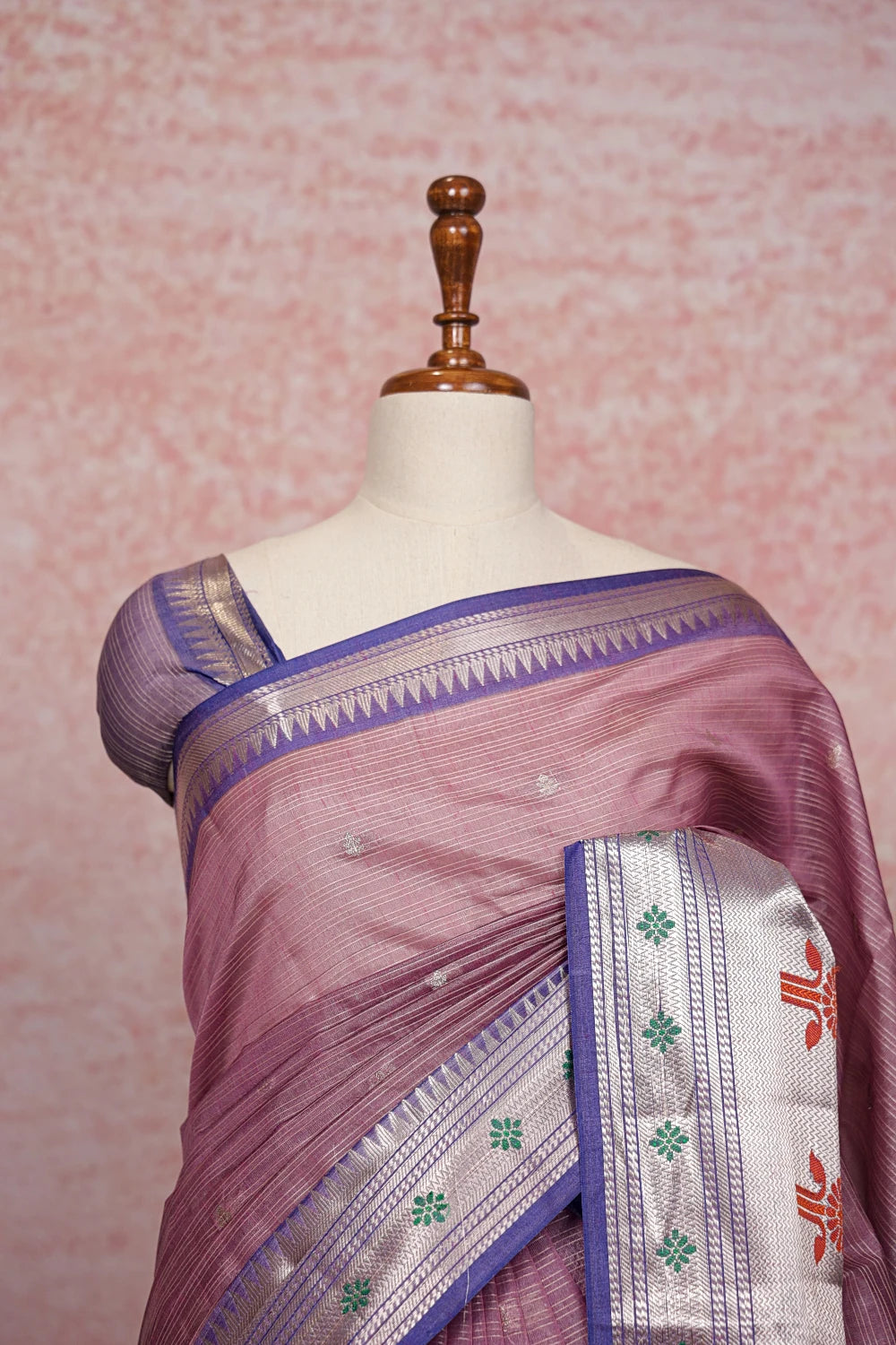 Pastel Pink Cotton Silk Saree