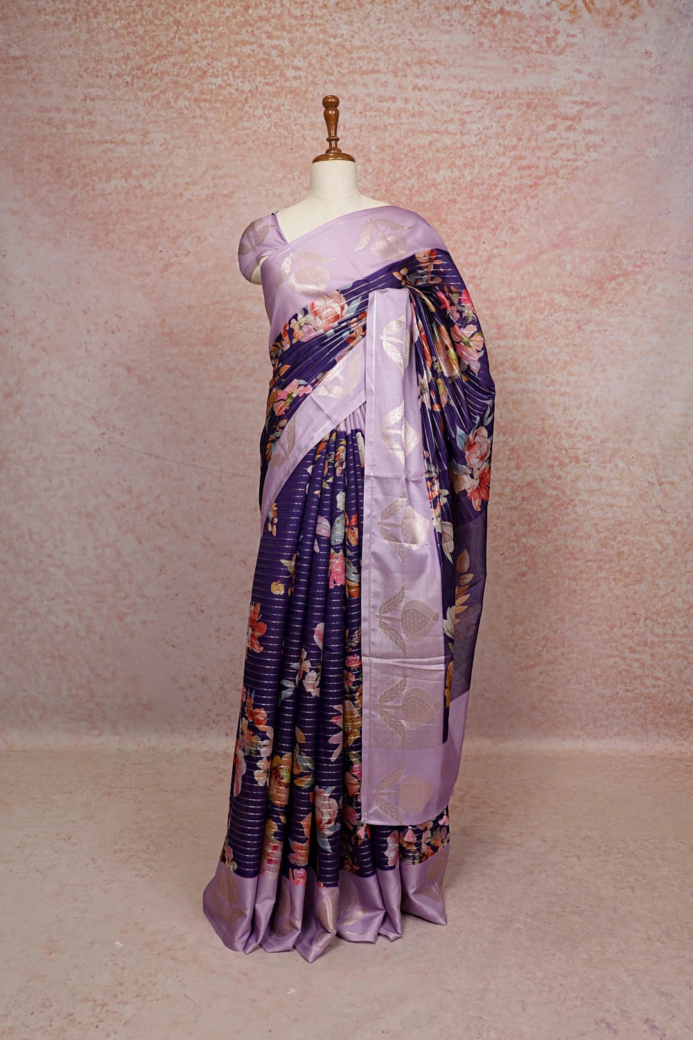 Violet Semi Tussar Saree