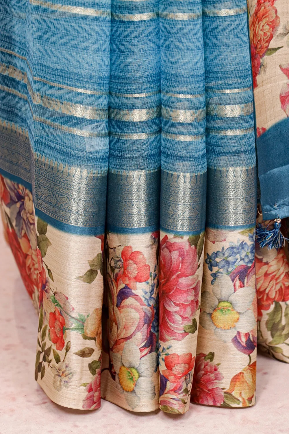 Blue Semi Tussar Saree