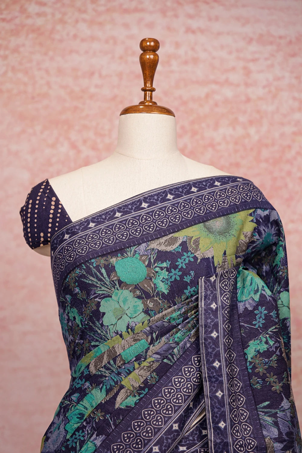 Navy Blue Cotton Saree