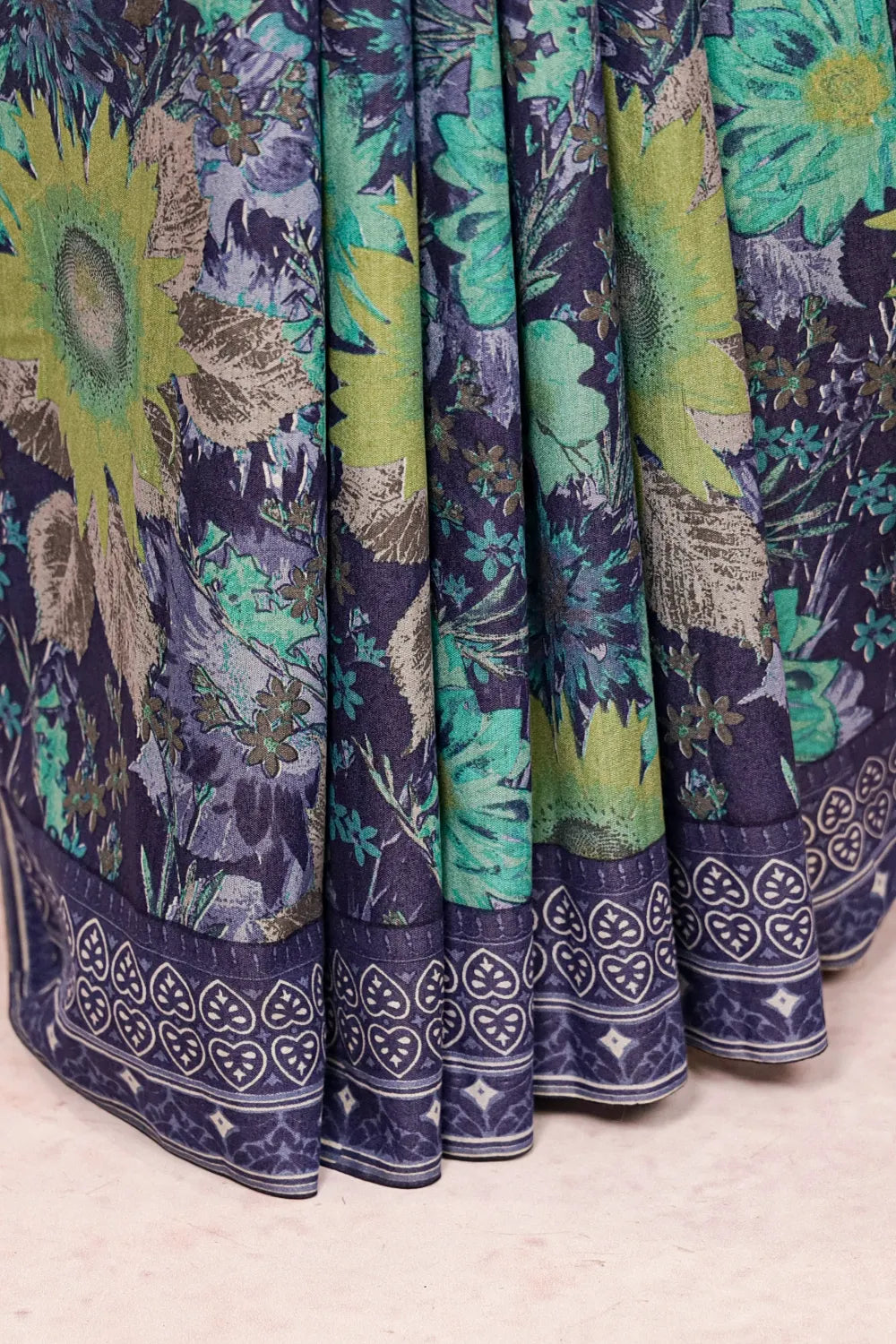 Navy Blue Cotton Saree