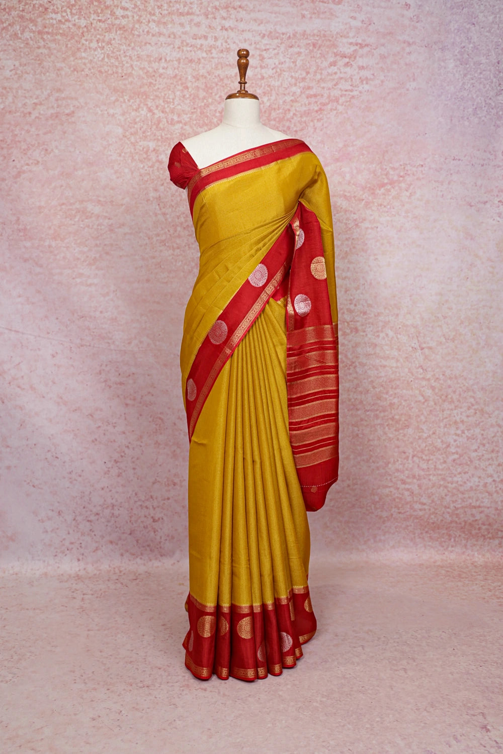 Yellow Semi Banarasi Saree