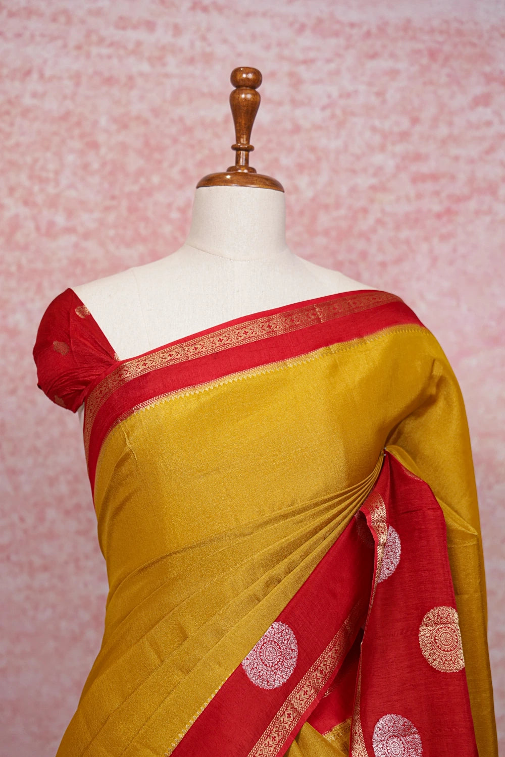 Yellow Semi Banarasi Saree