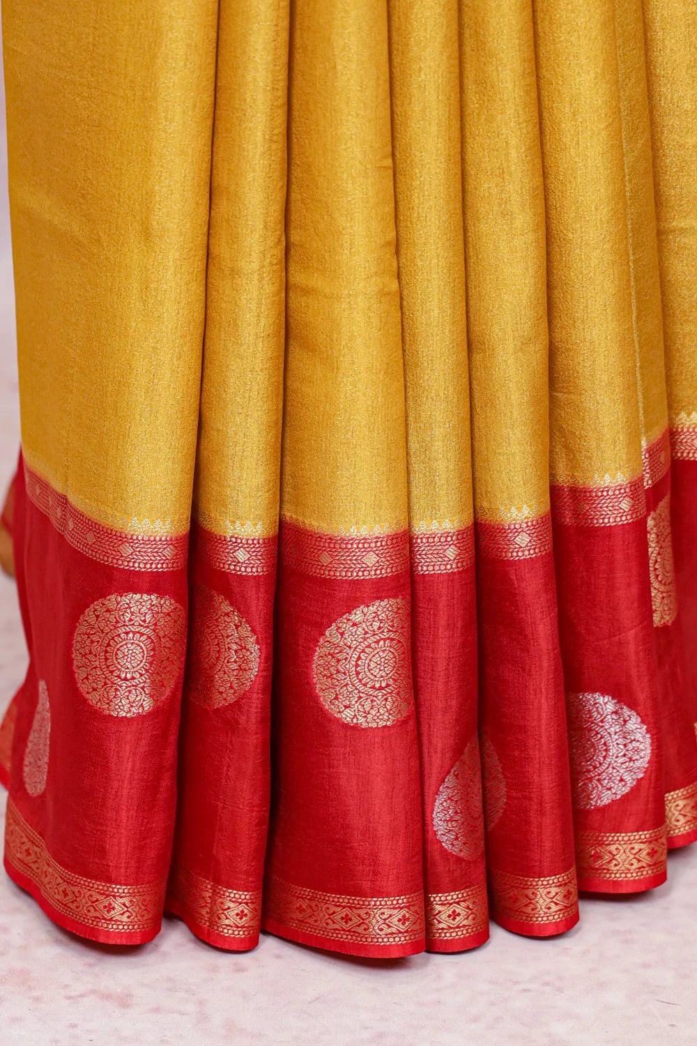 Yellow Semi Banarasi Saree