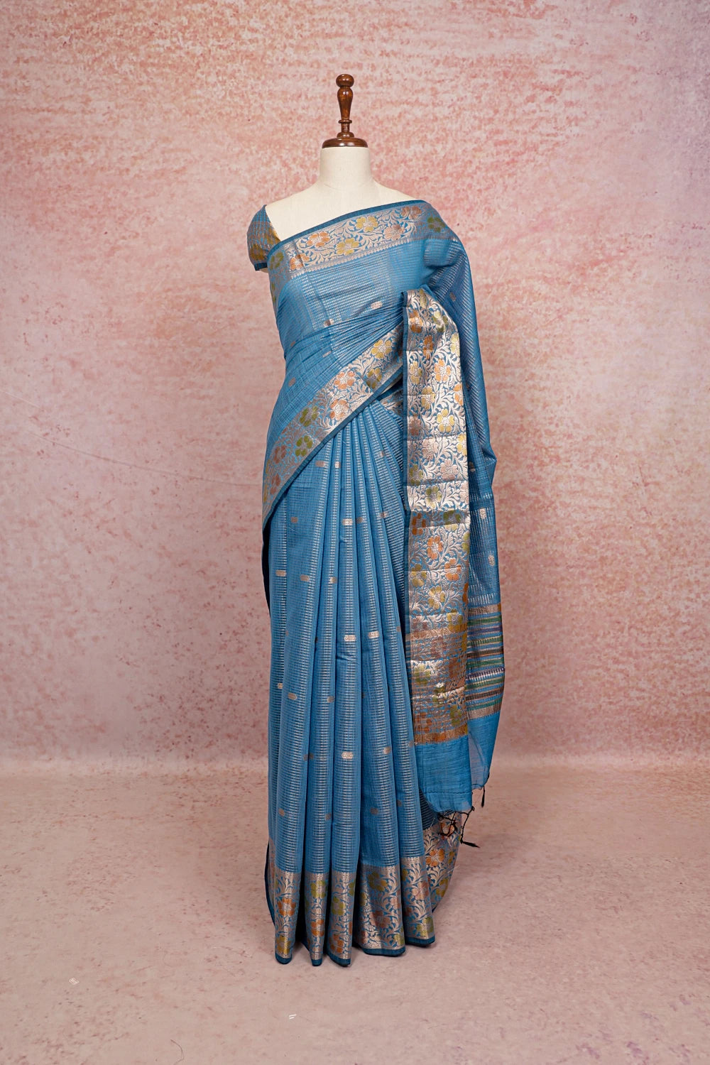 Blue Semi Tussar Saree
