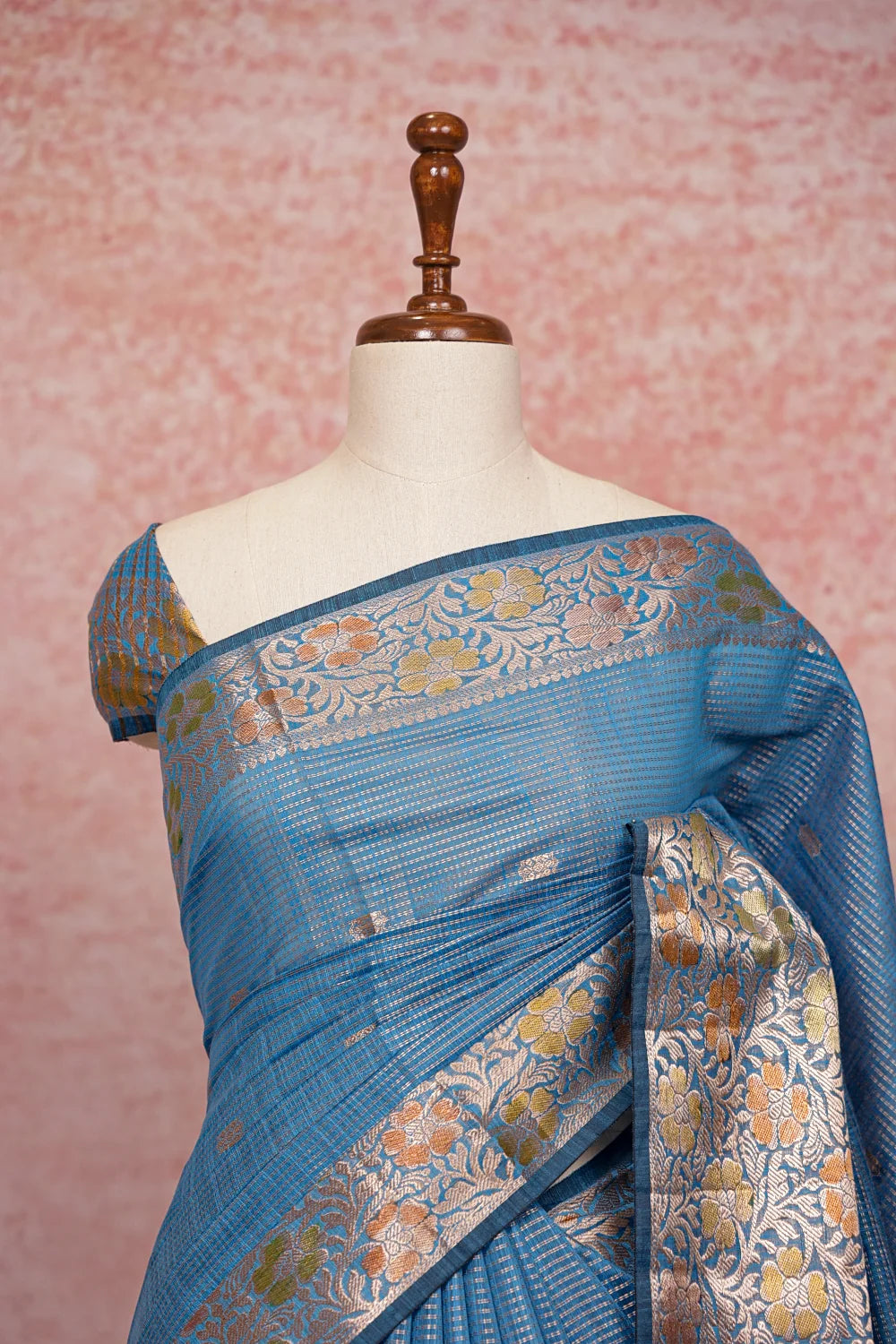 Blue Semi Tussar Saree