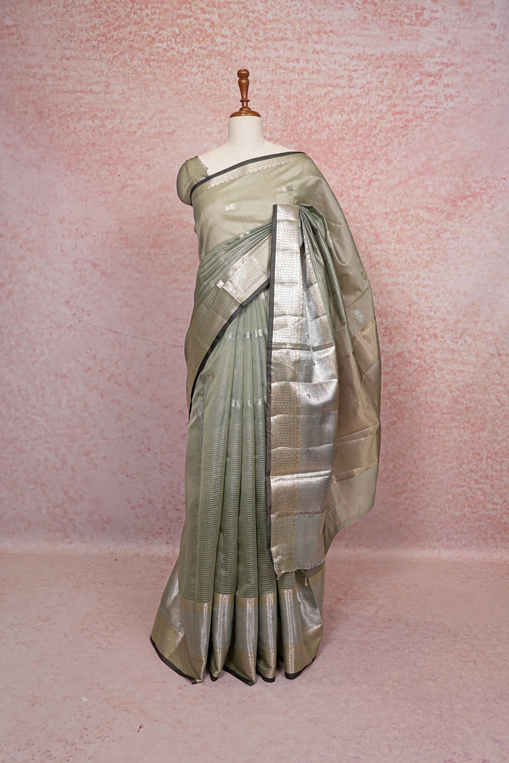 Pastel Green Cotton Silk Saree